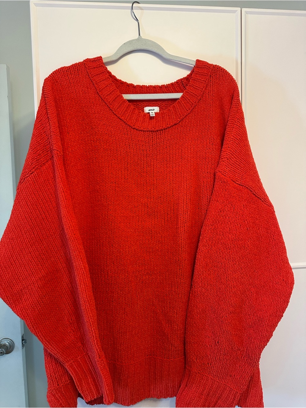 Aerie Red Chunky Crewneck Sweater